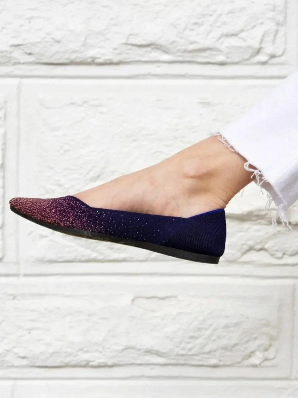 Rothy’s The Point Midnight Metallic Limited Edition Points Flats Size 10.5